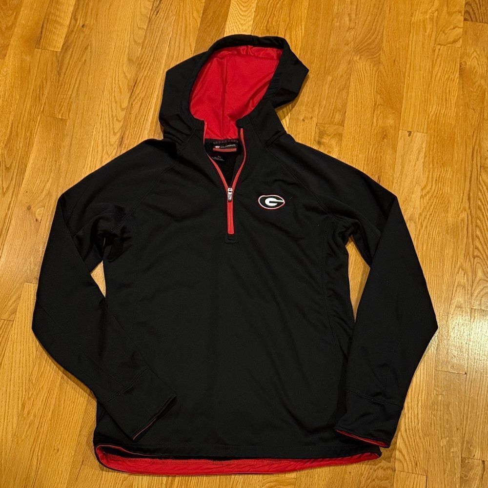 Colosseum Black and Red Zip-Up Hoodie - XL Youth